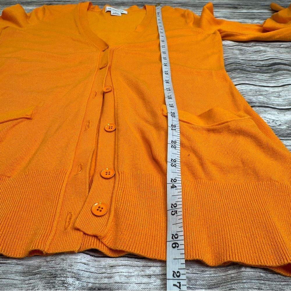 Liz Claiborne Women Long Cardigan Small Golden Orange Button Front Tunic Sweater - Picture 9 of 12